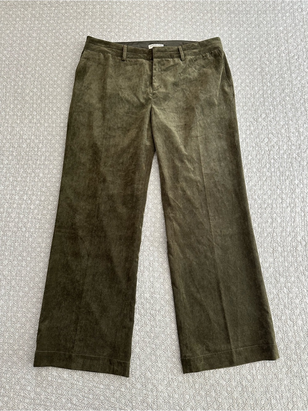 Coldwater Creek Olive Green Corduroy Wide Leg Pants Trouser Fit Velour Size 18W